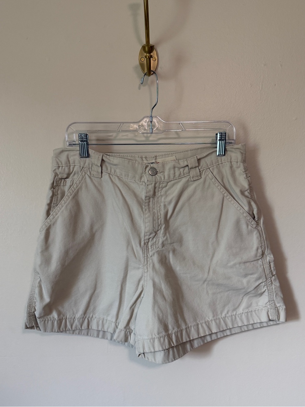 vintage 90s faded glory high rise carpenter shorts khaki/beige 100% cotton